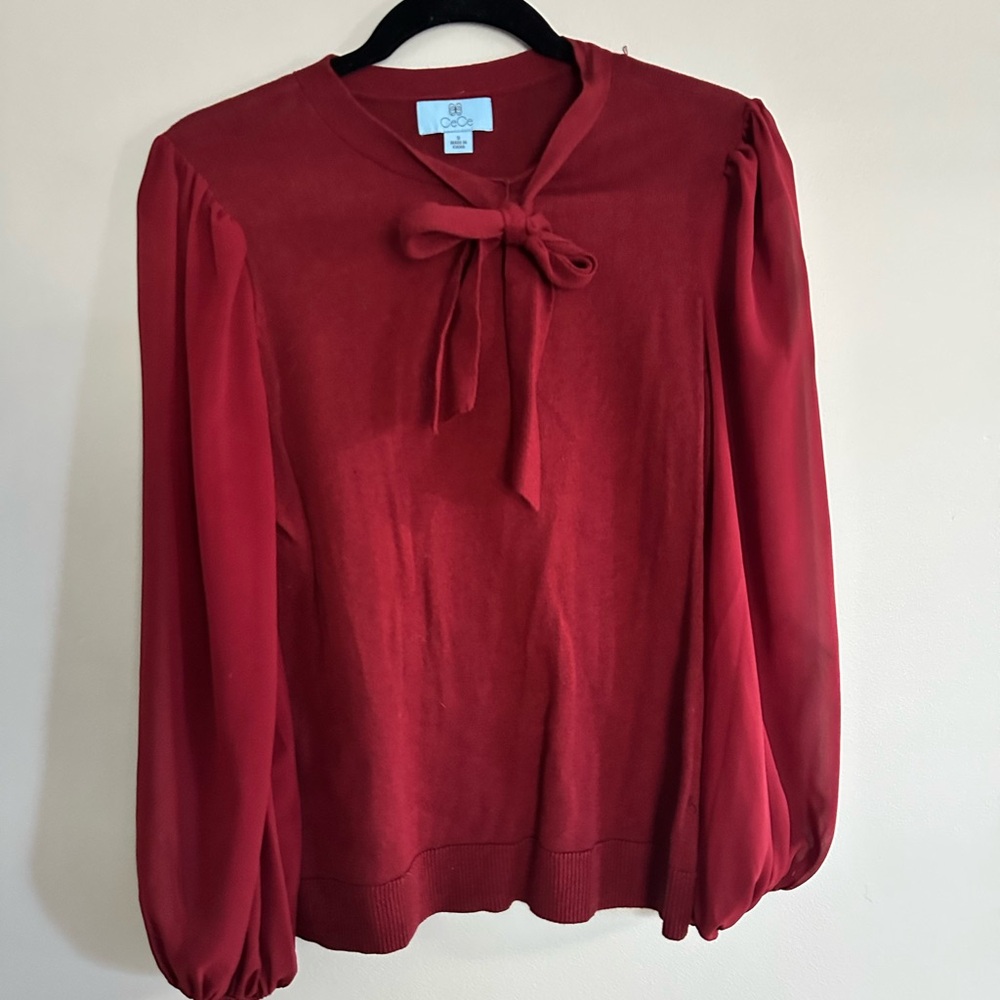 CeCe Red Bow-Tie Blouse